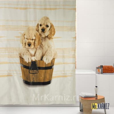 Штора для ванной DOG TWINS собачки