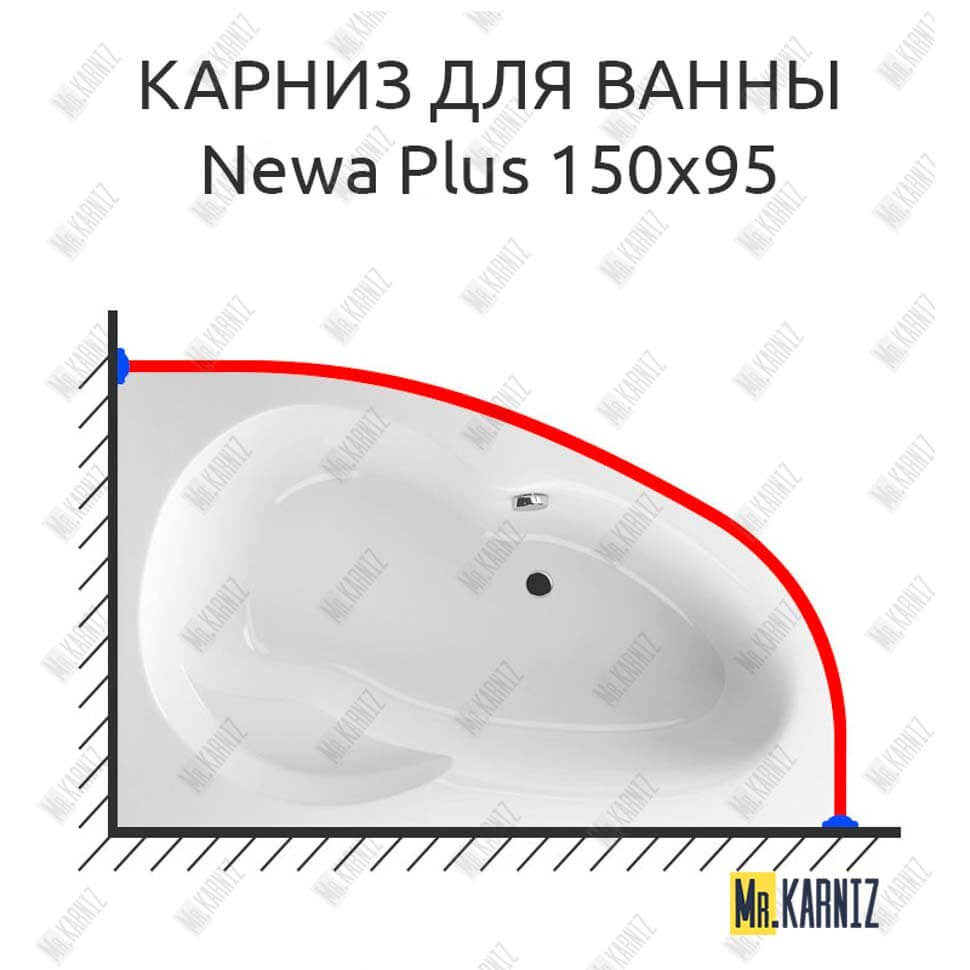 Карниз для ванны Excellent Newa Plus 150х95 Усиленный 25 мм MrKARNIZ Карниз для ванны Excellent Newa Plus 150х95 Усиленный 25 мм MrKARNIZ