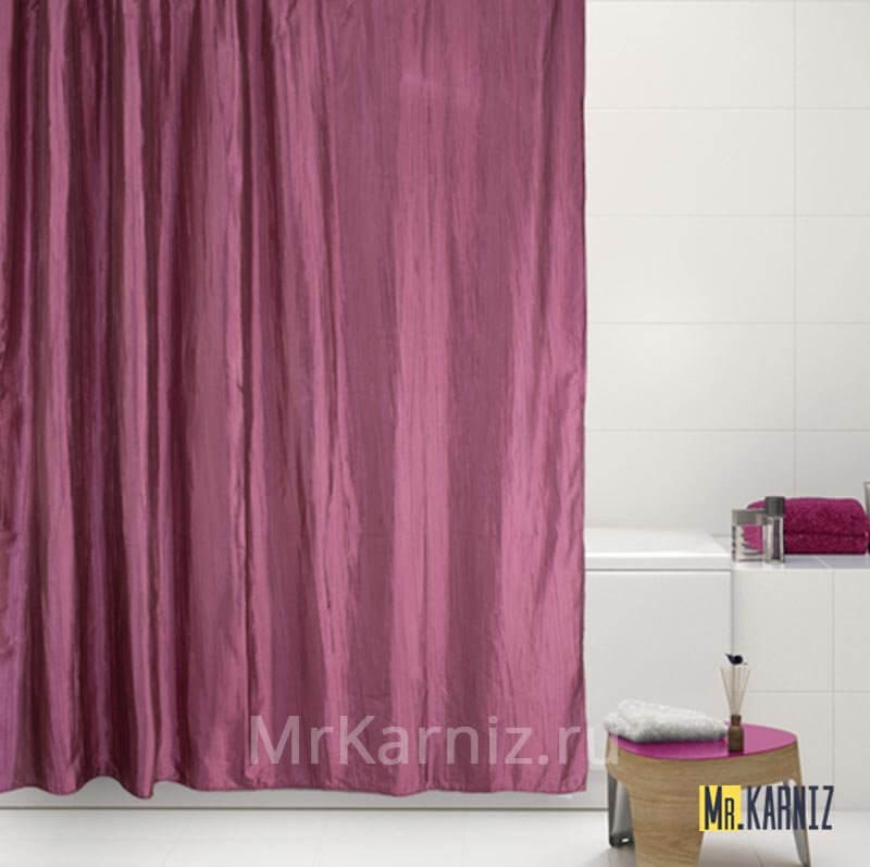 Штора для ванной Двухслойная Органза бордовая